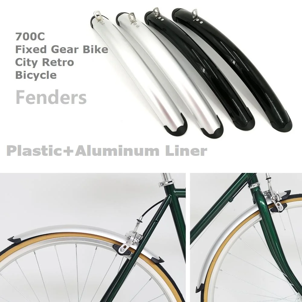 

700C Road Bicycle Fender Fixed Gear Bike Retro Bicycle Fenders City Bicycle Fender Black Silver Bike Practical Accessories