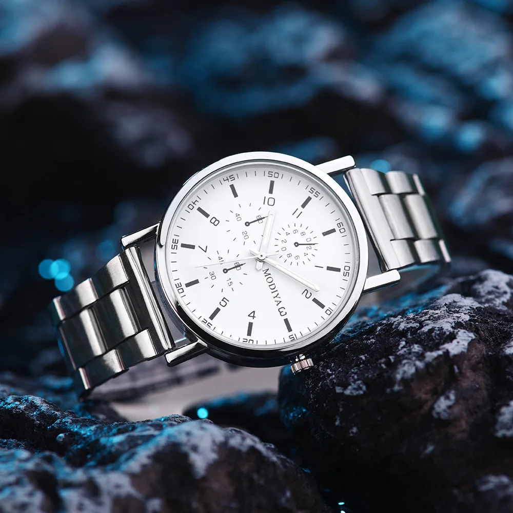 Men's Watch Fashion Casual Quartz Watches Steel Band Wrist Watches Silver Elegant Man Atmosphere Mens Watch Reloj Hombre