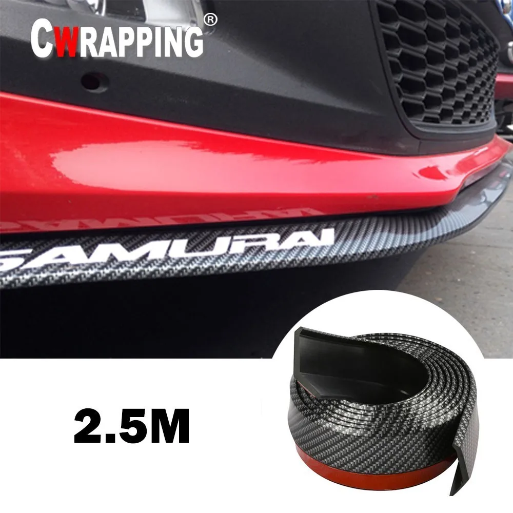 CarFrontBumperLipCarbonFiberRubberUniversalProtectorBumperLipStripSpoilerSideSkirt