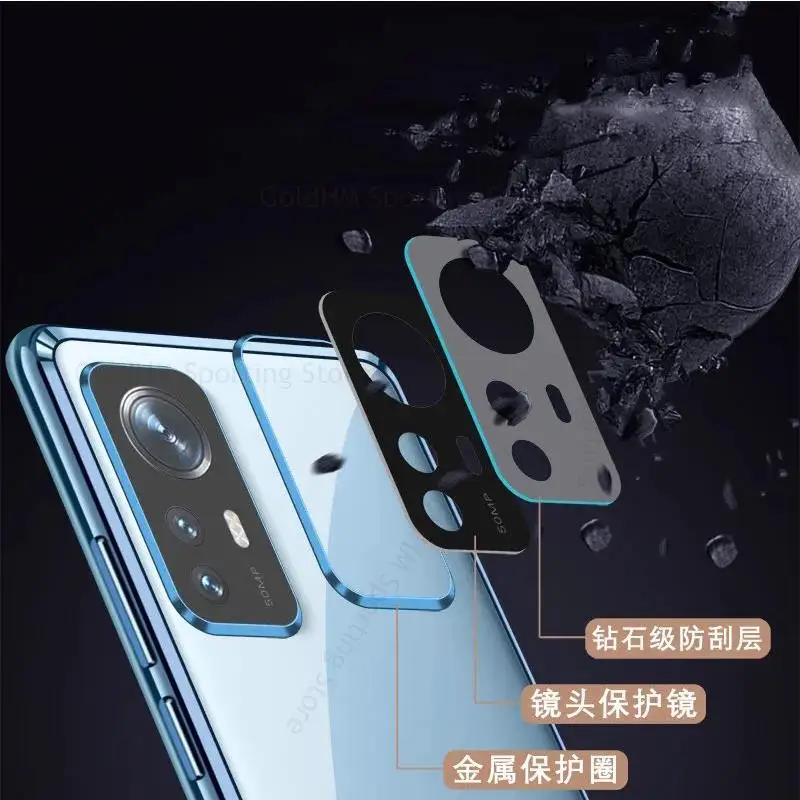 9H Tempered Glass Phone Case For Xiaomi 12X 12 Pro Magnetic Adsorption Flip Cover For Mi 12X 12 360 Double-Sided Film Protector 