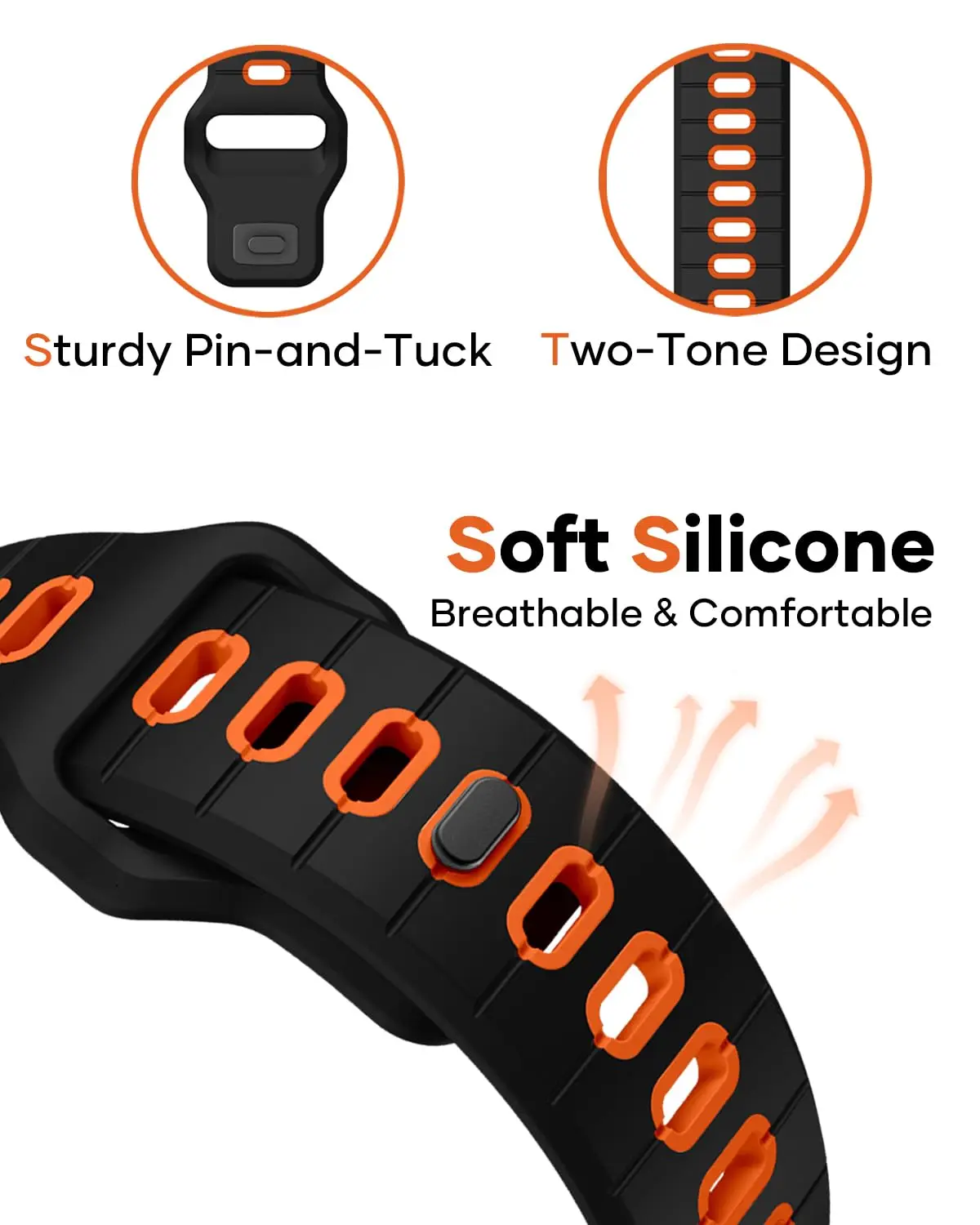 Premium Silicone Smartwatch Band - No-Gap Design, Versatile Fit