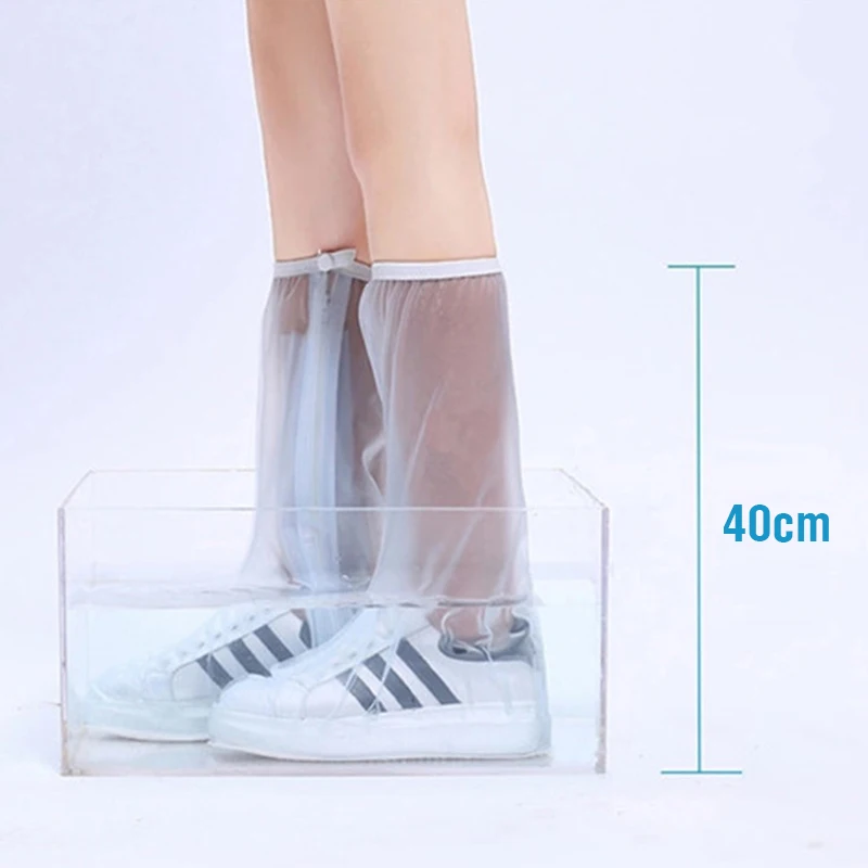40 cm hoher Schlauch, wasserdichter Schuhüberzug, rutschfester Reißverschluss, Regenstiefel, wasserdicht, regnerische Tage, nützlicher Schuhschutz für Männer und Frauen – Detail 2