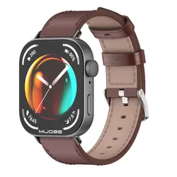 Leather Watch Strap for Huawei Watch Fit - Premium Accessory Band (Light Coffee Black)