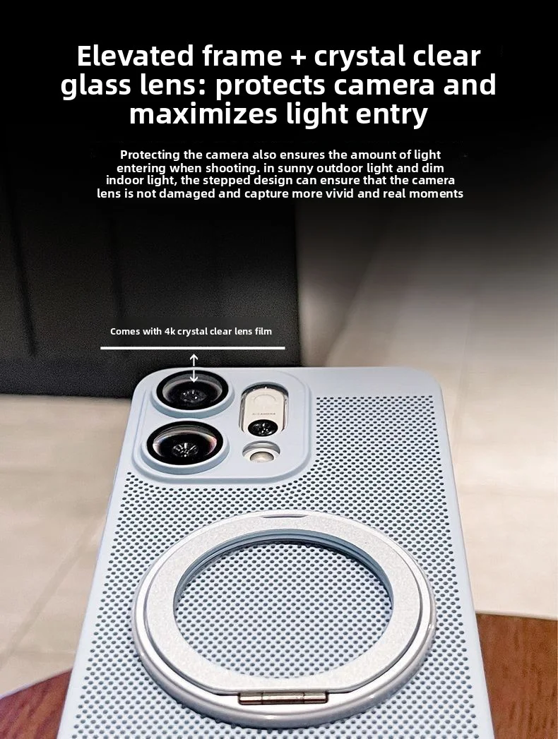 Durable Hard PC Ring Stand Magnetic Protective Back Cover with Heat Dissipation