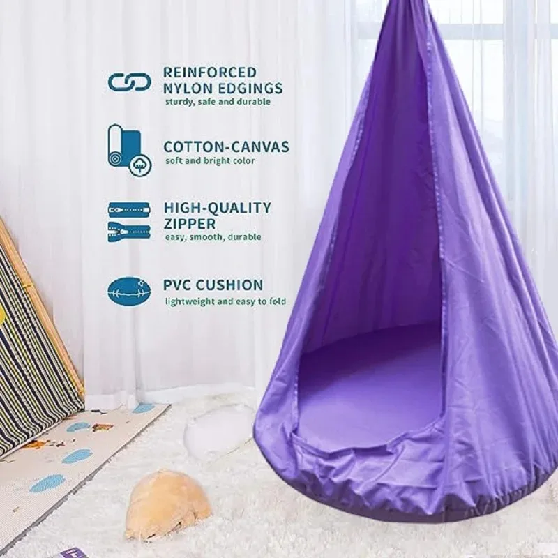 New Children's Hammock Hanging Chair 130x100cm Indoor Outdoor Kids Inflatable Swings with PVC Inflatable Cushion Portable Swings