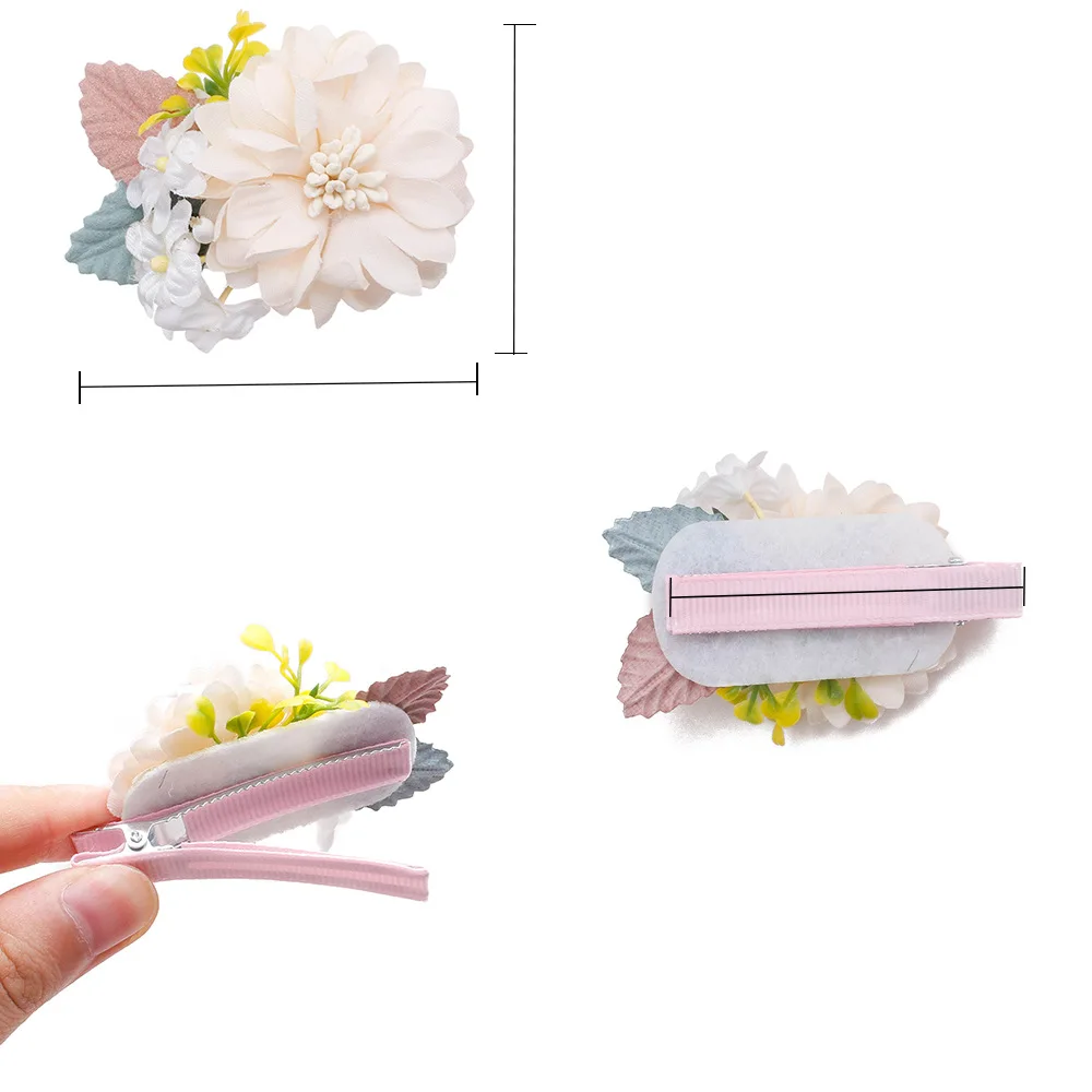 Pink Imitation Flower Hair Pins Headdress Hair Ornaments Princess Versatile Fresh Natural and Lovely Clips for Baby Girl