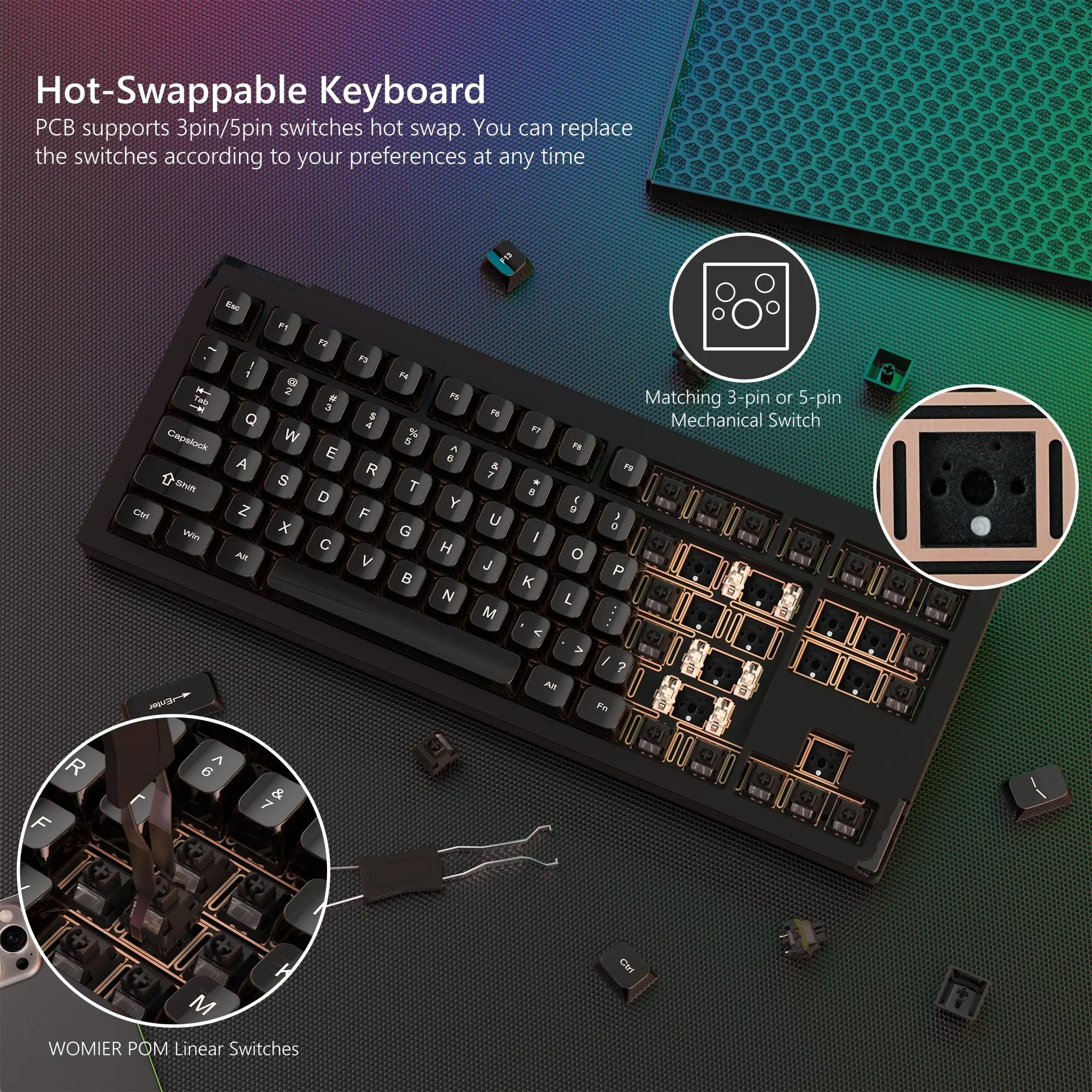Womier SK87 Mechanical Keybaord TKL QMK/VIA Support Wireless