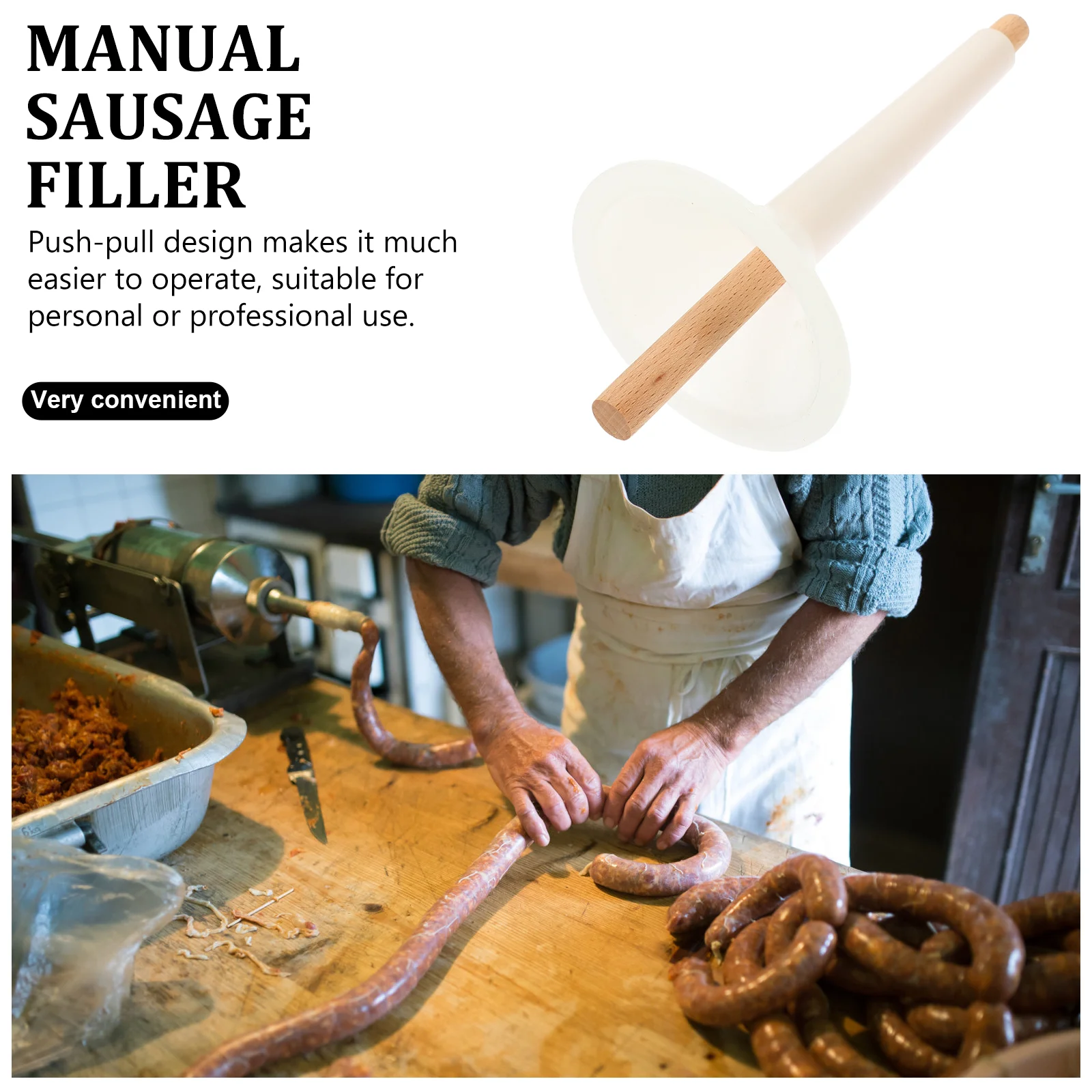 Manual Sausage Stuffer Meat Filler Tube Handmade Maker Kitchen Supply Portable Tools Gadgets Poultry Cookware Dining Bar Manual