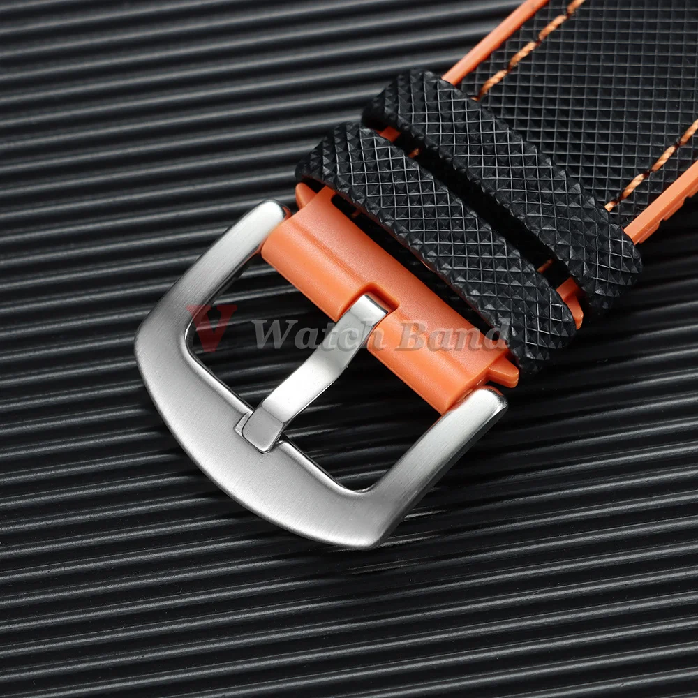 Vibrant Orange & Blue Nylon Sailcloth Hybrid Waterproof Watch Strap