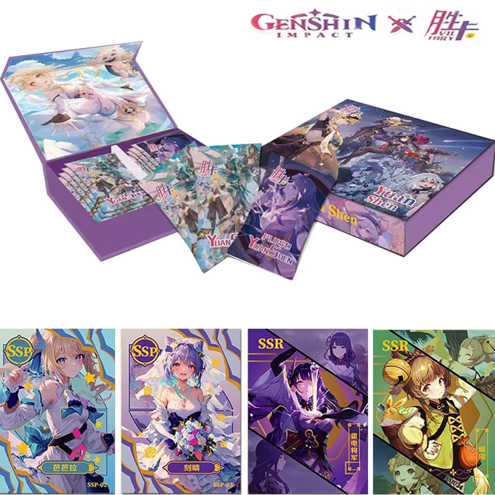 

Genuine Genshin Impact Collection Cards Adventure Booster Box Rare Anime Table Playing Game Board Toys Cards Family Edition Gift