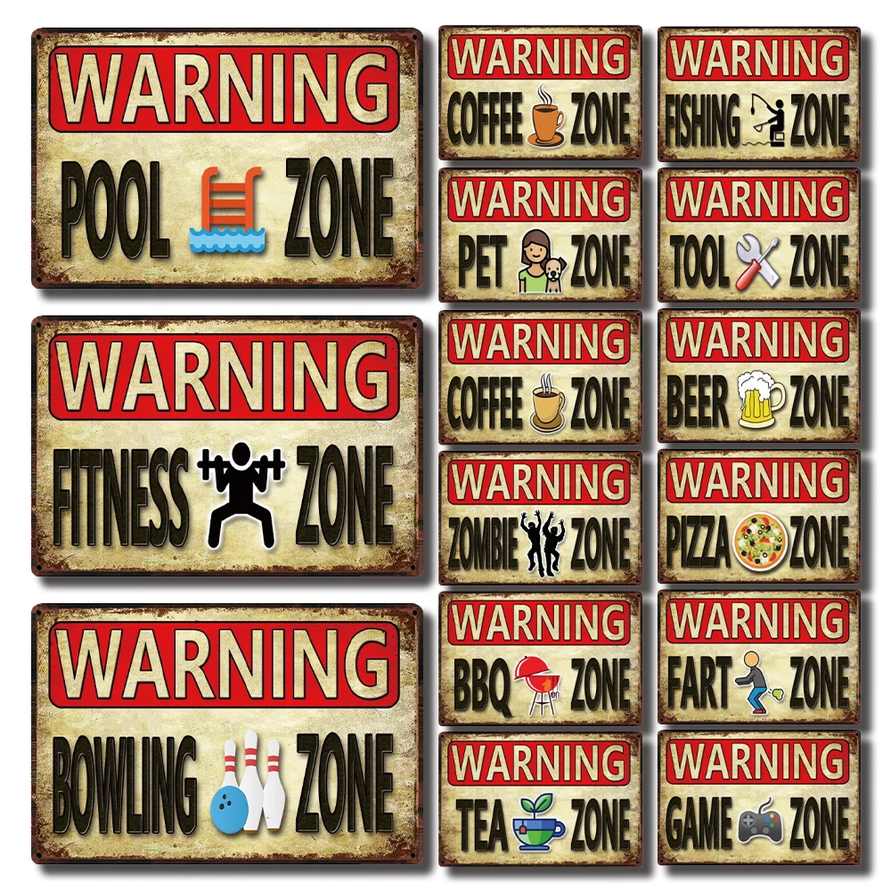 

[ Mike86 ] Waring Coffee Beer Pizza BBQ Zone Metal Poster Tin Sign Wall Home Man Cave Bar Art Iron Painting Pub S-26 20*30 CM