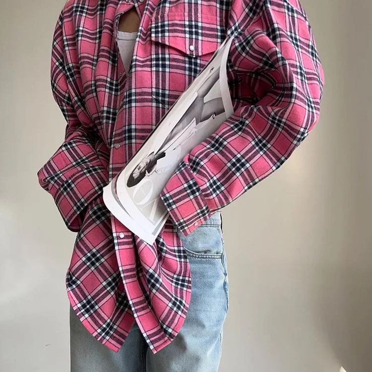 Casual Vintage For Women Shirts Outwear Lapel Fashion Loose Patchwork Streetwear Long Sleeve Striped Female Cardigan Coat