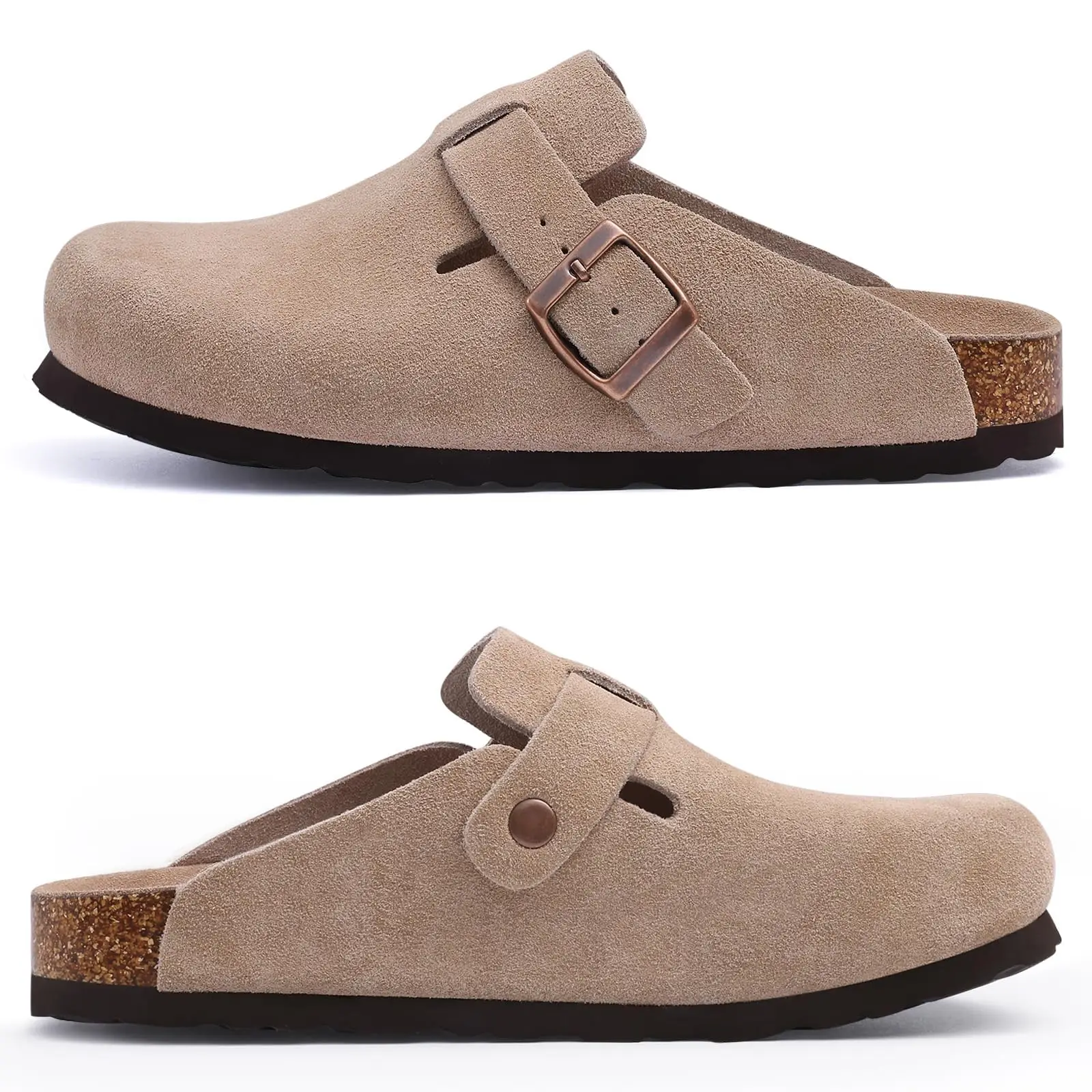 Comwarm Men Cork Clogs Mules Slippers Fashion Sandals Arch Support Beach Slides Classic Potato Shoes