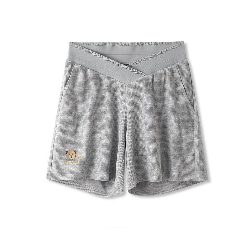 Shorts de maternidade plissado, perna larga, solto, reto, cintura baixa, roupa de barriga para gestantes, casual, verão