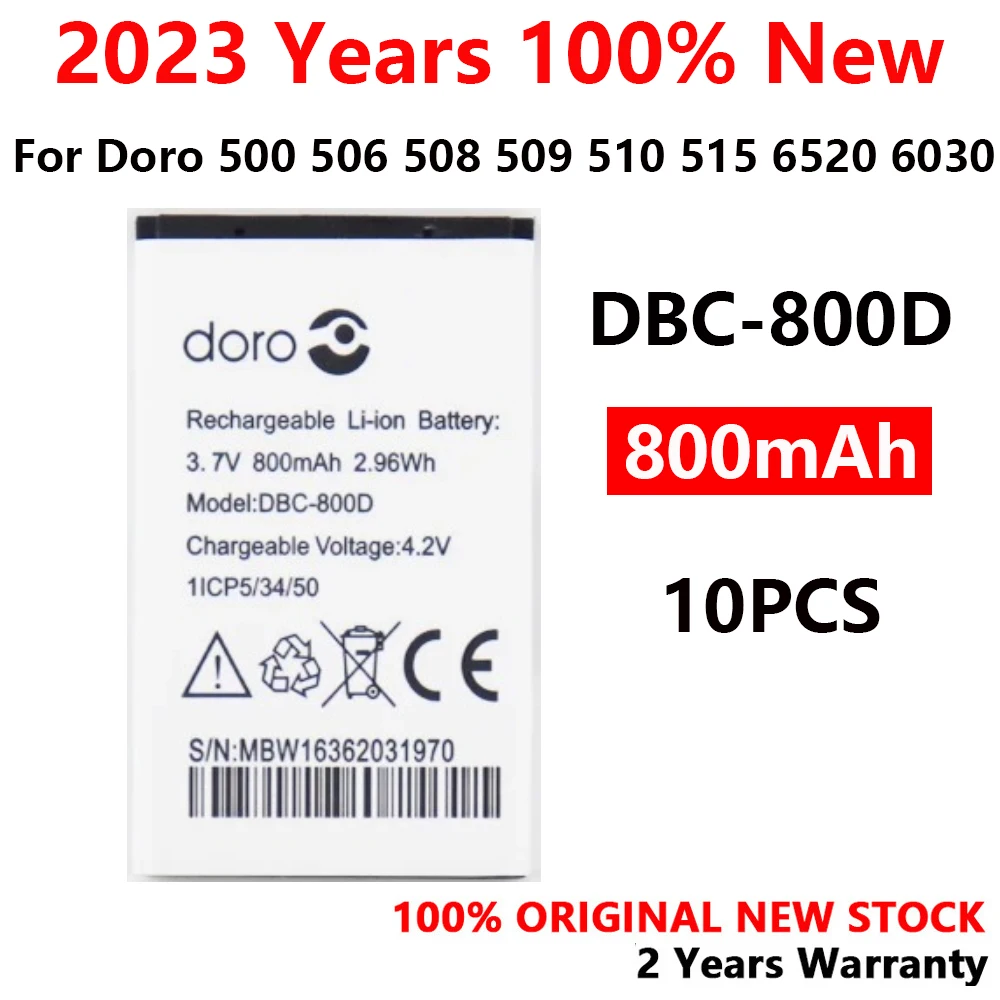 

100% Genuine 800mAh DBC-800D Battery For Doro 500 506 508 509 510 515 6520 6030 High Quality Batteries