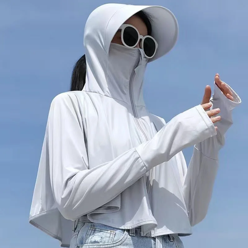 2024 Summer New Fashion Temperament Wwomen's Ice Silk Sunscreen Clothes UV Protection UPF50+ Sunscreen Thin Sunscreen Blouse