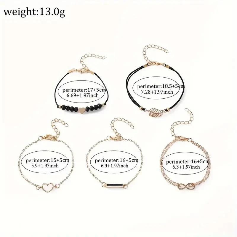 6PCS/Set Women Watches women watches Fashion Rhinestone Heart Dial Leather Band Quartz Watch Leaf Bracelets Set Without Box