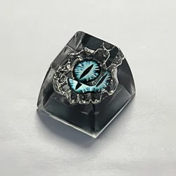 Artisan Resin Keycaps with Sun, Moon, and Star Design (Black - blue eye)