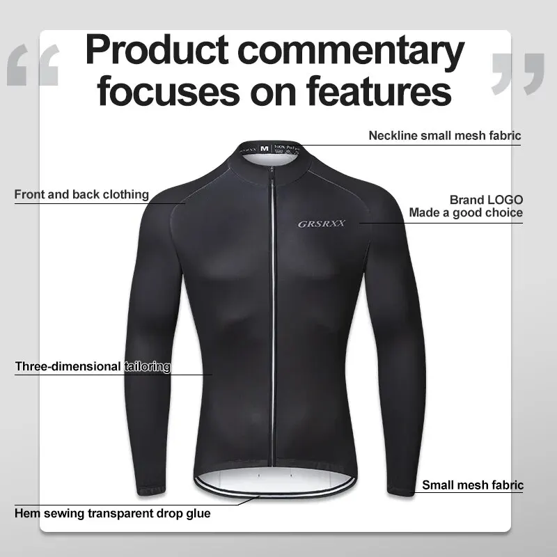 Cycling Jersey GRSRXX Cycling Jerseys Men Long Sleeve Cycling Fall Winter MTB Road Bike Riding Garment Breathable Road Bicycle Sportswear