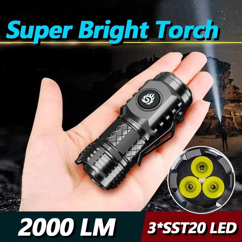 Three-Eyed Monster Mini Flash Super Power Flashlight Flashlight Strong Light Rechargeable Super Bright, Portable Lighting