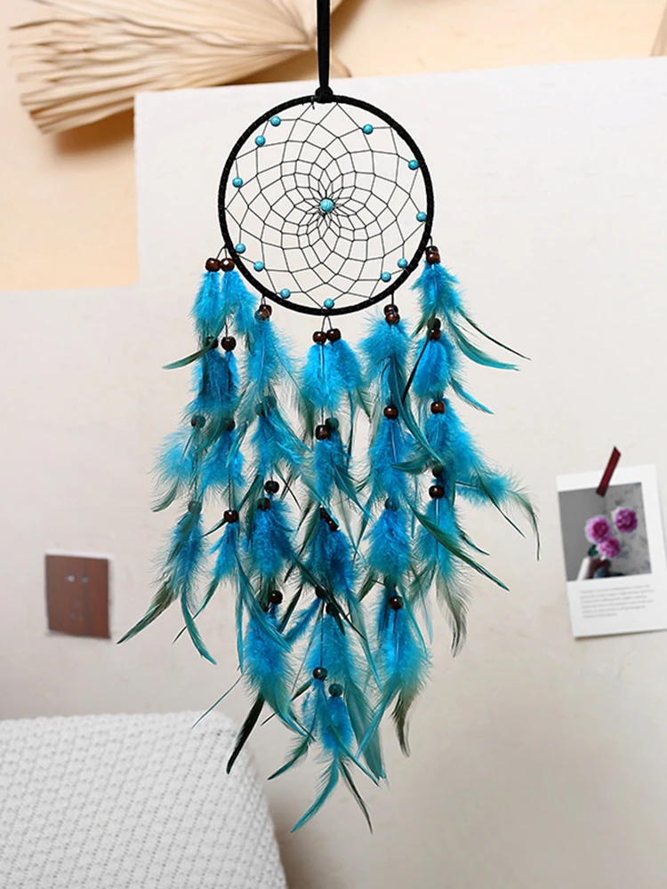 Nordic Dream Catcher Hand-woven Wind Chime Bohemian Feather Wall Decor Bedroom Home