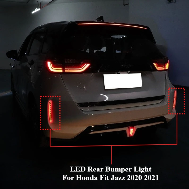 For Honda Fit Jazz 2020 2021 Car LED Rear Bumper Light Reflector Rear Fog Lamp Modified Driving Brake Lights Dynamic Turn Signal detail image 1