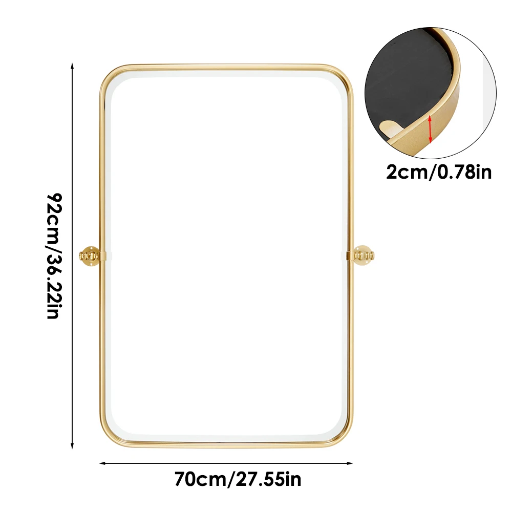 【Lifeideas】Vintage Gold wall Mirror Dressing Table Bathroom Mirror Makeup Bedroom Frame quality standing home decor items
