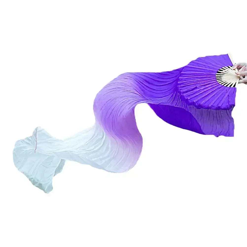 150cm Length Ms.Belly Dancing Fan Gradient Long Color Fans Practice Dancer Props Fan Chinese Silk Dance Imitation E6W7 silk fans,hand fan