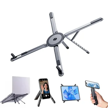 Supporto per laptop da scrivania, supporto magnetico pieghevole in lega di alluminio, per laptop da 10–16 pollici, tablet e telefono da 4–13 pollici