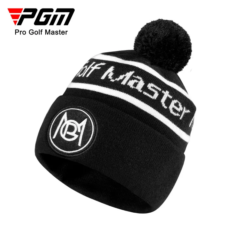 PGM Winter Women Knitted Letter Golf Caps Ladies Keep Warm Coldproof Hats Thicken Beanie Headcover Fur Pompom Plush Sport Cap