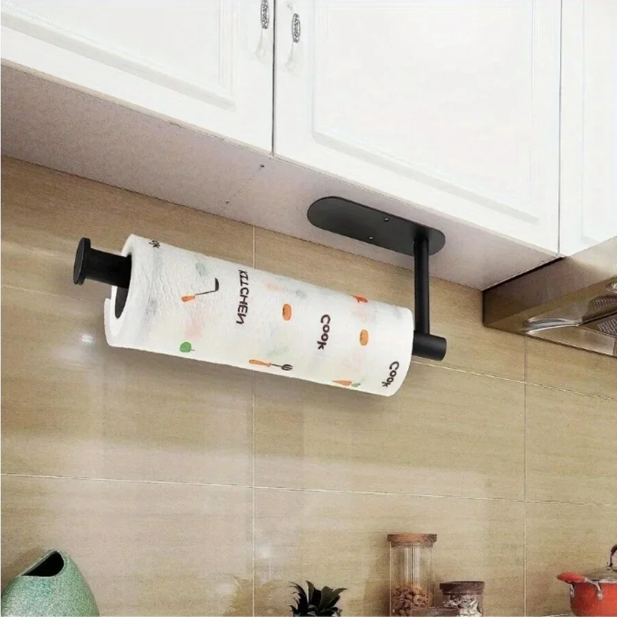 Wall Mounted Kitchen Racks Storage Stainless Steel Paper Towel Holder Self-Adhesive Tissue Roll Hanger Bathroom Under Cabinet