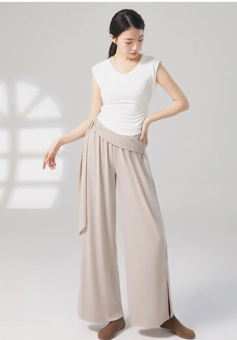 Klassische Tanz-Trainingshose – Sommer-A-Linien-Hose mit weitem Bein für moderne Tanzkostüme – fließende Tanzhose für Frauen – Detail 10