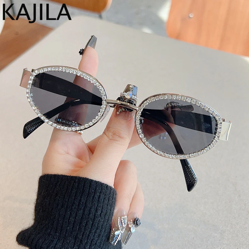 Small Oval Frame Rhinestones Sunglasses Women 2025 Luxury Brand