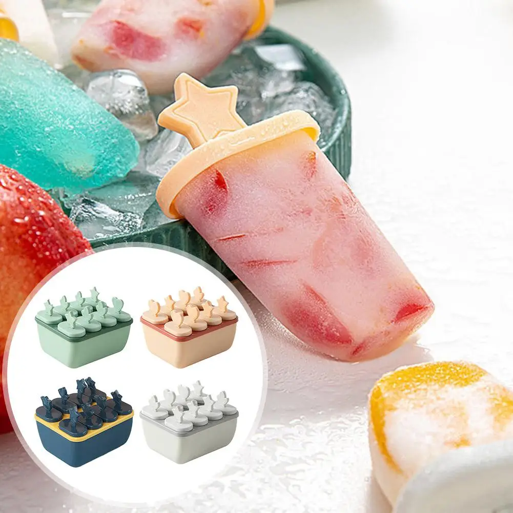8 Cell Ice Cream Molds Summer Kitchen DIY Model Handmade Maker Mold Cube Ice Fruit Children Mould Popsicle Reusable Freezer H7C6