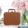 Imitation Rattan Box Simulated Handwoven Case Storage Baskets Retro Style Suitcase Duvet Wicker Picnic Hamper Toy 5