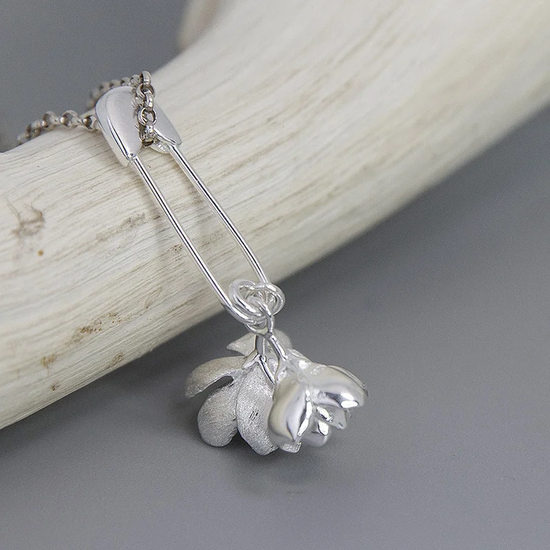 Женское винтажное ожерелье-чокер из серебра 925 пробы с подвеской в виде цветка