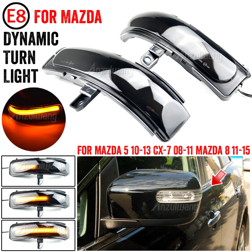 

Для Mazda CX-7 CX7 2008-2014 Mazda 8 MPV 2011-2015 Mazda 5 2010-2013, динамический поворотный сигнал, боковое зеркало, последовательный указатель поворота