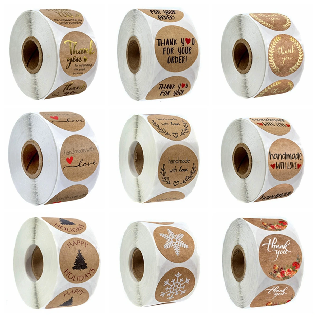 500pcs 1inch Kraft paper Thank You Stickers Seal Labels Small Business ...