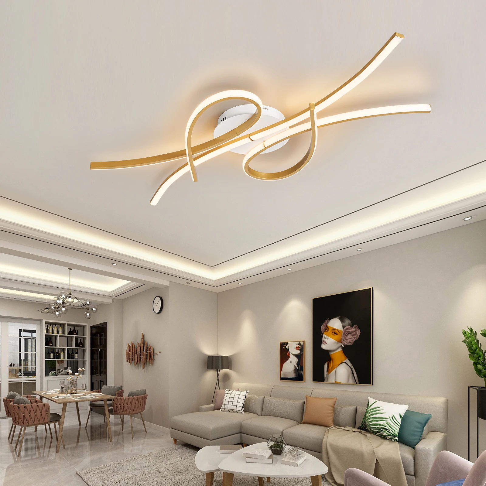 Smart Home Alexa Modern led Ceiling Lights for living room bedroom study room Matte black or Gold finished Ceiling Lamp fixtures led ceiling light led chandelier ceiling light motion sensor ceiling lamp