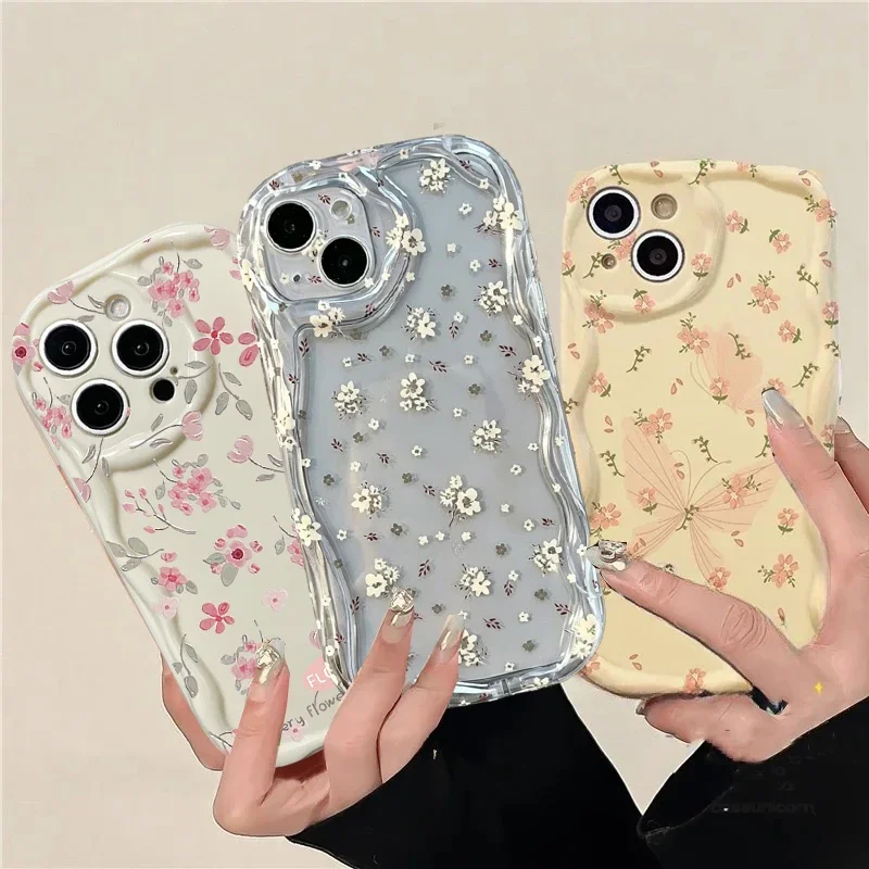 Sweet Pink Floral Phone Case with Fresh White Flower Design