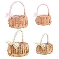 Handmade Woven Flower Basket Rattan Storage Basket Flower Girl Hand Basket Rustic Flower Basket For Home Wedding Decor 1