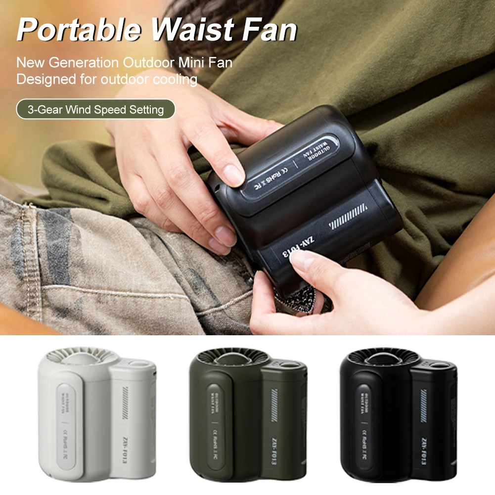 Portable Waist Fan Bladeless Electric Fan 4500mAh USB Charging Waist Hanging Fan with 3 Wind Speeds for Student Camping Travel