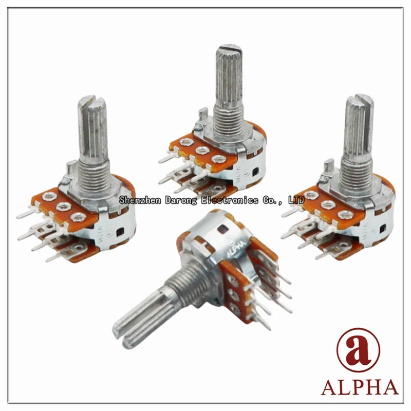 ALPHA RV16A10F Dual Channel Sound Amplifier Volume Potentiometer Plum-length Handle 20MM Six-pin B50K B100K B1K