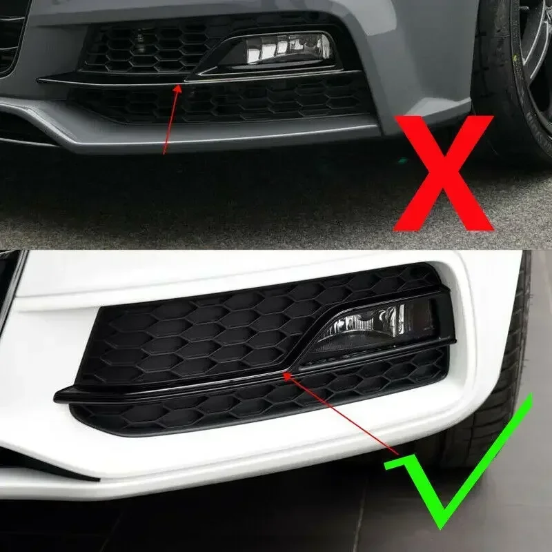 2PCS Front Fog Lamp Black Grille Grill Fit AUDI A5 S-Line S5