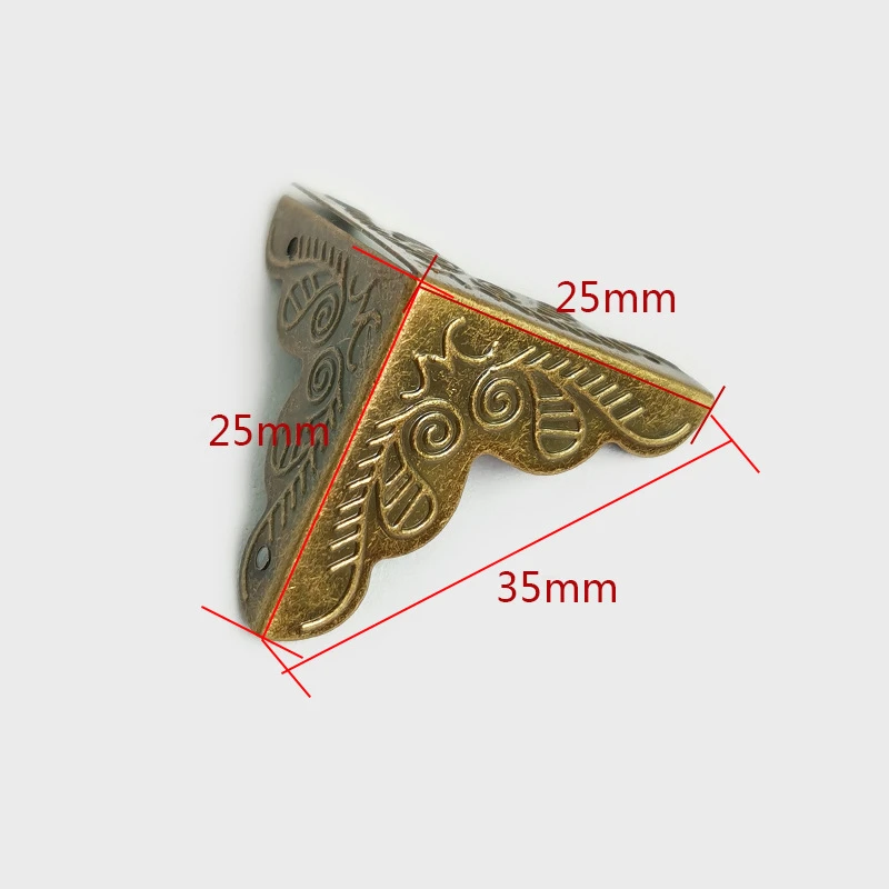 MTSPACE 10pcs/Set Classical Jewelry Box Corner Foot Wooden Case Corner Protector Bronze Tone Flower Pattern Carved Metal Crafts