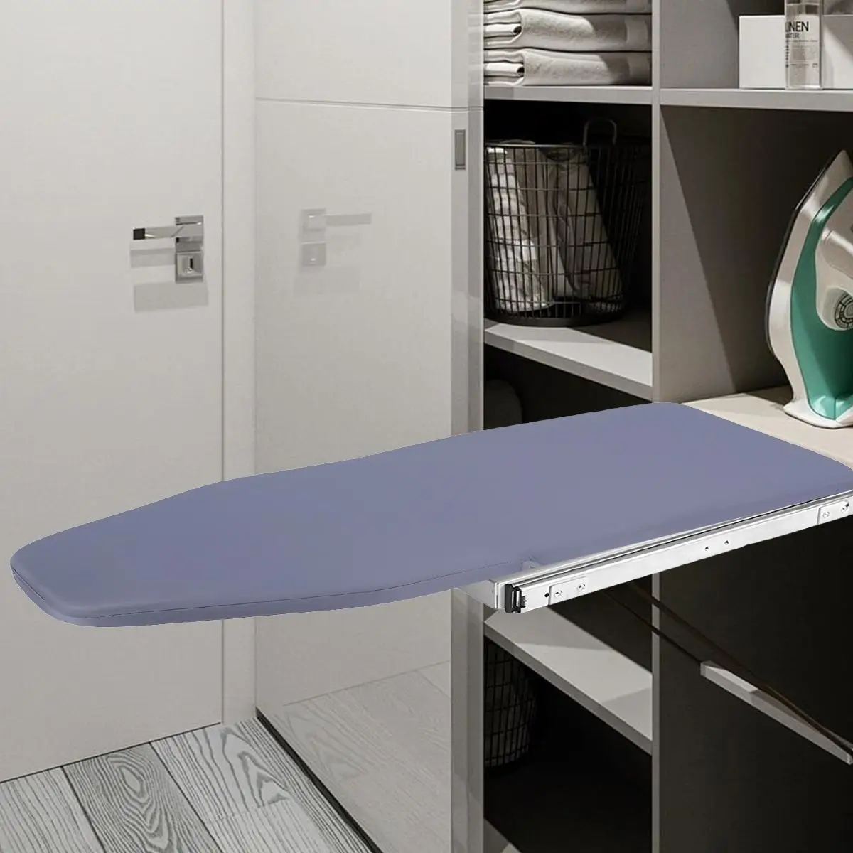Foldable Ironing Board 180&deg; Rotation Wardrobe Ironing Board Closet Organizer Clothes Holder Aluminum Alloy Load 45kg/99.2 Lbs