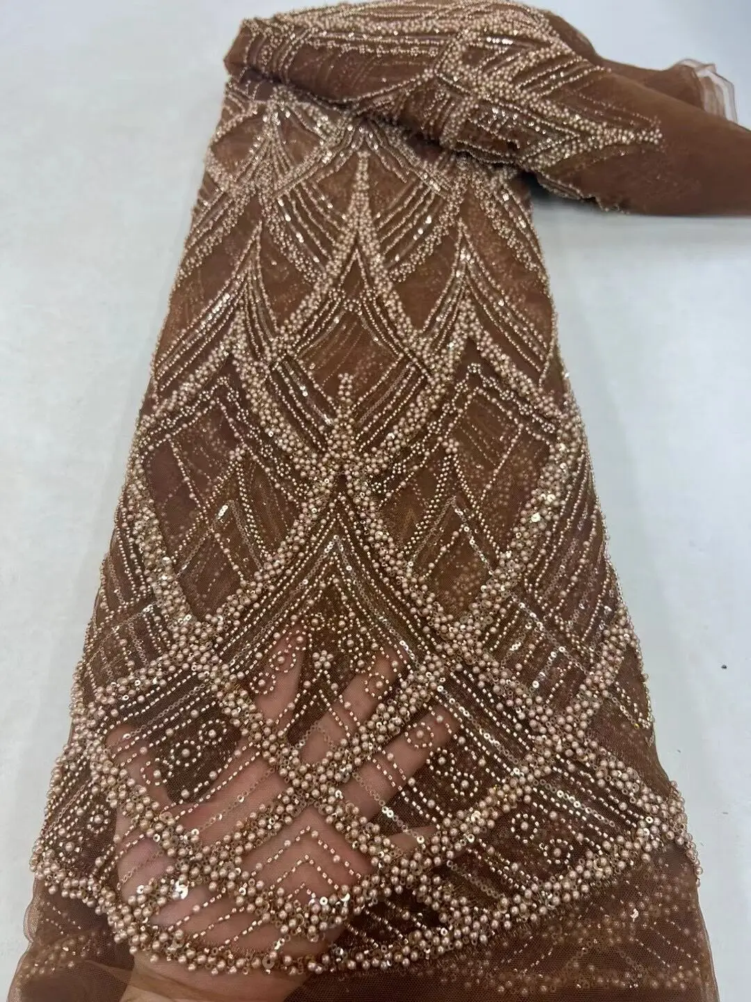 

French beads Lace Fabric with Sequins SYJ-13069013 African Tulle Lace Fabric for Women Luxury Wedding Party Dress
