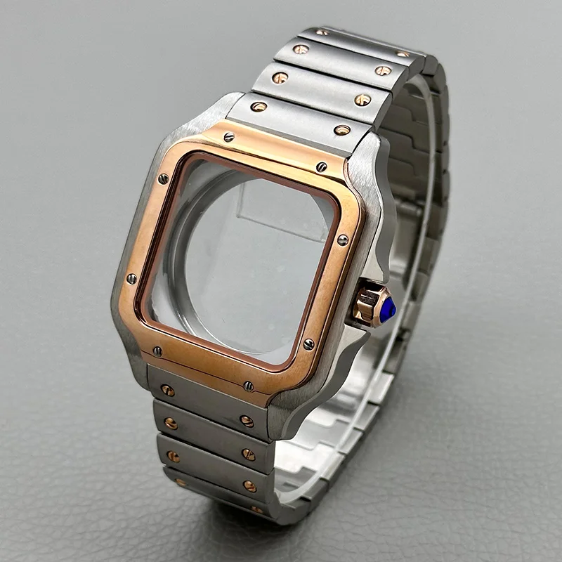 Mod 38mm Santo Uhrengehäuse mit Transparentem Boden, Passend für NH35 NH36 4R Uhrwerk, Quadratisches Uhrengehäuse, 27mm Zifferblatt und Armband, Reparaturteile – Detail 7