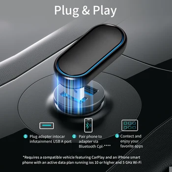 CarPlay wireless ruotabile AUTOABC NUOVO 360 °   Adattatore wireless automatico Android Smart Mini Box universale per Volkswagen Honda Toyota