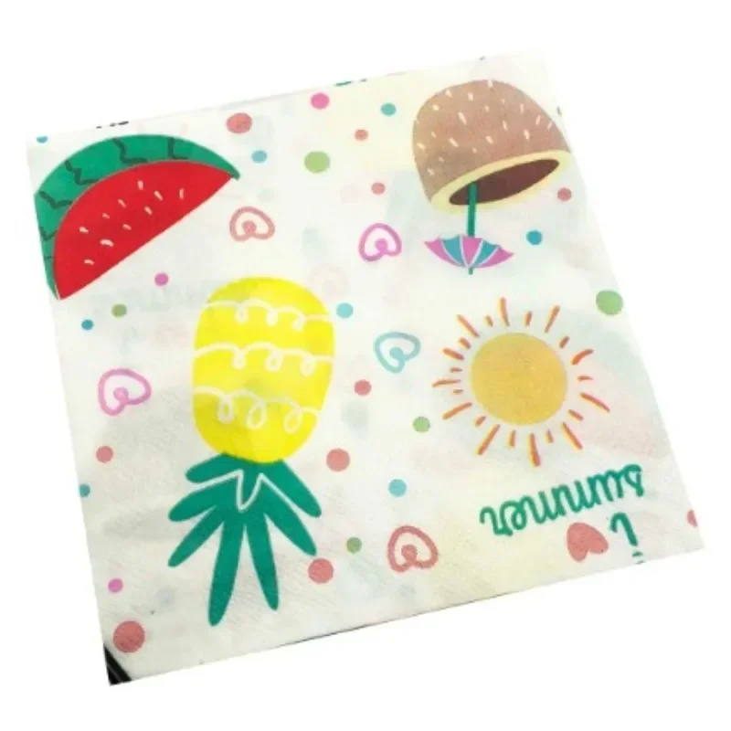 20pcs/Pac Colorful Printed Napkins Fruit Collection Party Baking Folded Square Tissue Paper Napkins Food Grade Paper Placemats